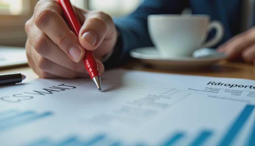 A documentary-style close-up of a hand reviewing a budget document with computational cost data.