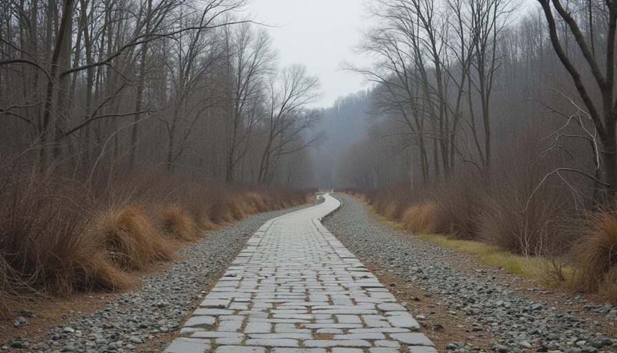 A quiet documentary shot of a reclaimed industrial path in Pittsburgh with lingering historic rail elements.