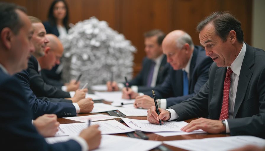 A candid documentary shot inside a congressional hearing room showing lawmakers fiercely debating and marking up a stack of AI legislation draft documents.
